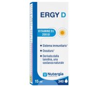 Ergy D Vitamina D3-200UI integratore per il sistema immunitario e l'ossatura gocce orali 15ml