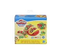 Hasbro Play-Doh kitchen creations foodie favorities taco time playset con plastilina colori assortiti 4 vasetti