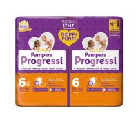 Pampers Progressi pannolini 16+kg taglia 6 xl pacco doppio 2 x 17 pezzi