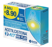 Acetilcisteina Act 600 Plus integratore per l'apparato respiratorio 12 bustine