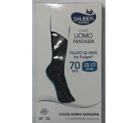 Sauber Linea Uomo Fantasia Filato Q-Skin 13-17 mmHg calza 70 denari nero pois rossi taglia L/XL