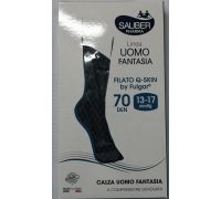 Sauber Linea Uomo Fantasia Filato Q-Skin 13-17 mmHg calza 70 denari spiga nero taglia S/M