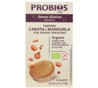 Probios Tortina carota e mandorla con grano saraceno senza glutine 4 x 35 grammi