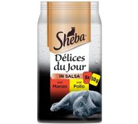 sheba délices du jour cibo umido in salsa con manzo e pollo per gatto 6 x 50 grammi