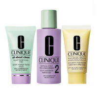 Clinique skin school kit 3 step routine cofanetto detergenza pelle normale-secca