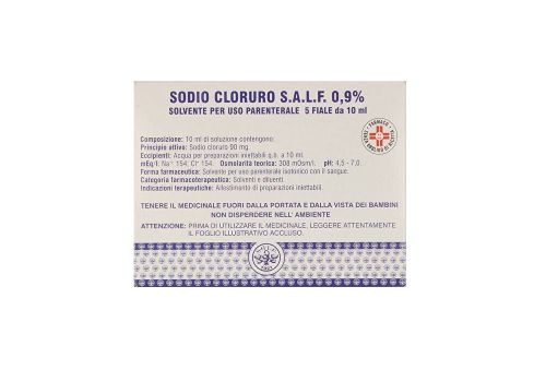 Sodio Cloruro 0,9% solvente per uso parenterale 5 fiale 10ml