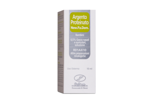 Argento Proteinato New Fadem 0,5% antisettico naso e orecchie gocce nasali e auricolari 10ml