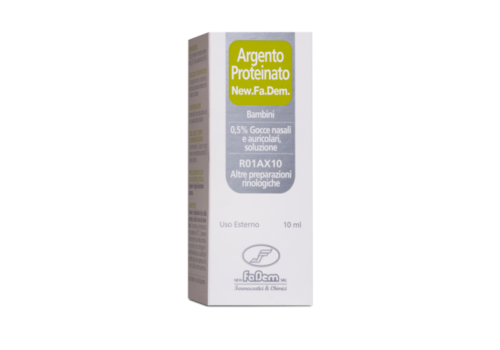 Argento Proteinato New.Fa.Dem 0,5% antisettico naso e orecchie gocce nasali e auricolari 10ml