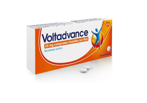 Voltadvance 25mg antinfiammatorio diclofenac dolore cervicale mal di schiena mal di testa 20 compresse