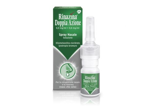 Rinazina Doppia Azione Spray Nasale Decongestionate Libera il Naso Chiuso Raffreddore 10 ml