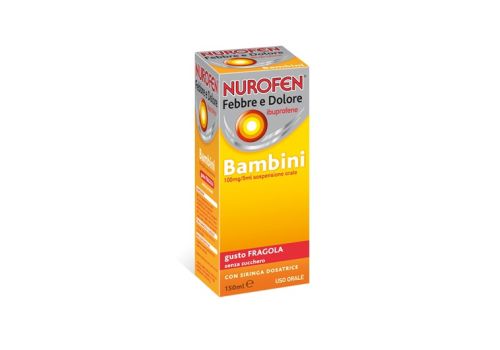 Nurofen Febbre e Dolore Bambini 100mg/5ml sospensione orale gusto fragola senza zucchero 150ml