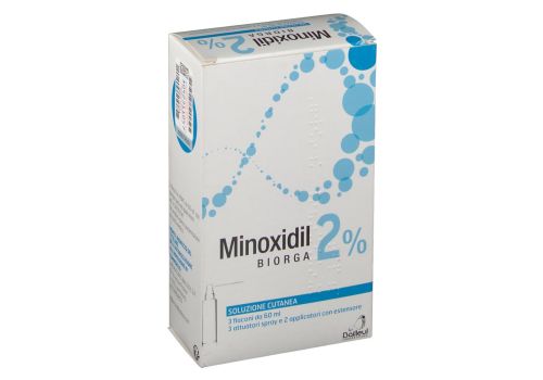 Minoxidil Biorga 2% caduta dei capelli soluzione cutanea 3 x 60ml