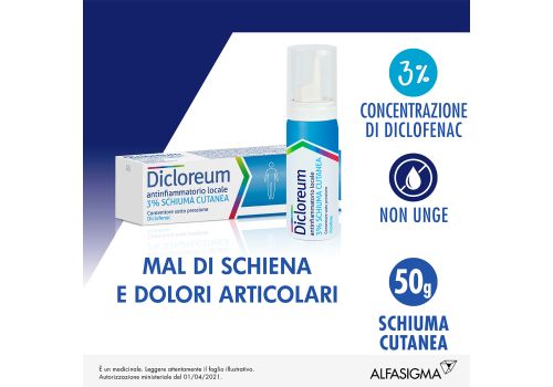 DICLOREUM ANTINFIAMMATORIO LOCALE 3% SCHIUMA 50 GRAMMI