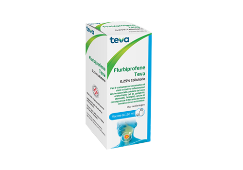 Flurbiprofene Teva 0,25% collutorio per uso orofaringeo 160ml