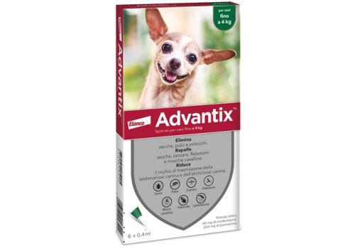 ADVANTIX SPOT-ON CANI FINO A 4KG 6 PIPETTE