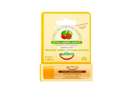 Equilibra Stick Labbra Karitè Nutriente e Protettivo con Burro di Karitè, Vitamina E, Olio di Jojoba e Olio di Carota 1 Stick