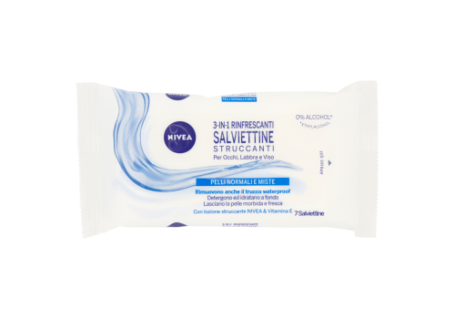 Nivea Aqua Effect Salviettine Struccanti Rinfrescanti 3in1 per Pelli Normali e Miste 7 Salviette