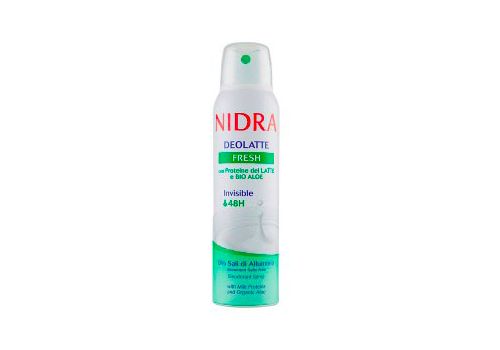 Nidra Deolatte Fresh Invisible 48H con Proteine del Latte e Bio Aloe Deodorante Spray 150ml