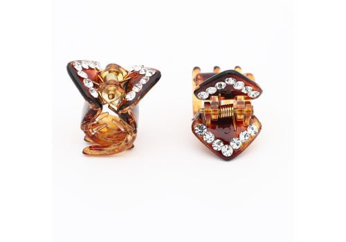 Pinza Tart Marrone con Strass 2pz