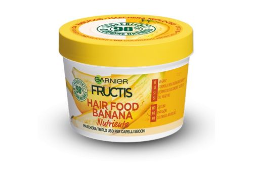 Garnier Fructis Hair Food Banana Nutriente Maschera Triplo Uso per Capelli Secchi 390ml