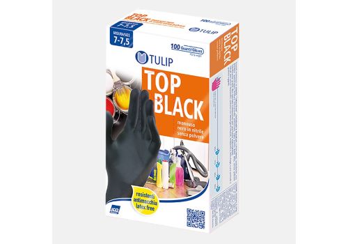 Tulip Top Black guanti monouso in nitrile senza polvere colore nero taglia l 100 pezzi