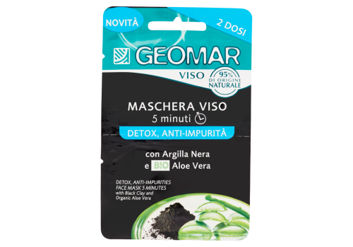 Geomar Maschera Viso 5 Minuti Detox e Anti-Impurità con Aloe Vera Bio e Argilla Nera 2 Dosi