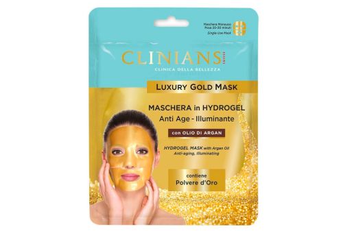 Clinians Luxury Gold Mask Maschera in Hydrogel Anti-Age Illuminante con Olio di Argan e Polvere d'Oro 1 pezzo