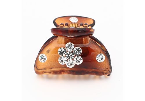 Mollettina Fiorellini con Strass Marrone 1pz