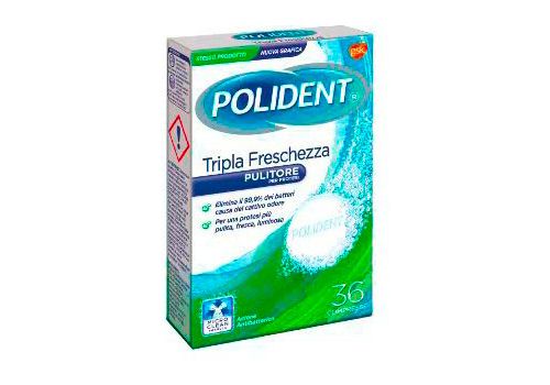 Polident Tripla Freschezza Pulitore Compresse per la Pulizia delle Protesi 36 pezzi