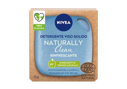 Nivea Viso Detergente Solido Naturally Clean Rinfrescante Olio Di Mandorle & Mirtilli 75 Grammi