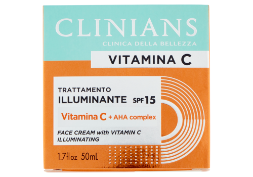 Clinians Trattamento Viso Illuminante SPF15 con Vitamina C + AHA Complex 50ml