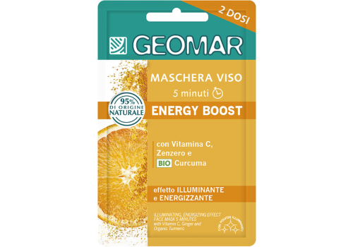 Geomar Maschera Viso 5 Minuti Energy Boost Illuminante e Energizzante con Vitamina C, Zenzero e Curcuma Bio 2 Dosi