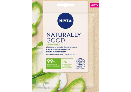 Nivea Naturally Good Maschera in Tessuto Aloe Vera Bio per Pelli Secche e Disidratate 1 pezzo