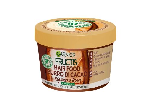 Garnier Fructis Hair Food Burro di Cacao Rigenera Ricci Maschera Triplo Uso per Capelli Secchi e Ricci 390ml