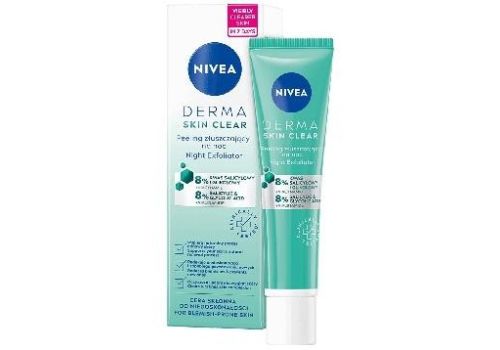 Nivea Derma Skin Clear Peeling Esfoliante Notte con Acido Salicilico, Acido Glicolico e Niacinamide 40ml