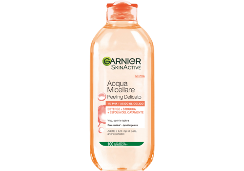 Garnier Skin Active Acqua Micellare Peeling Delicato Viso Occhi e Labbra per Tutti i Tipi di Pelle 400ml