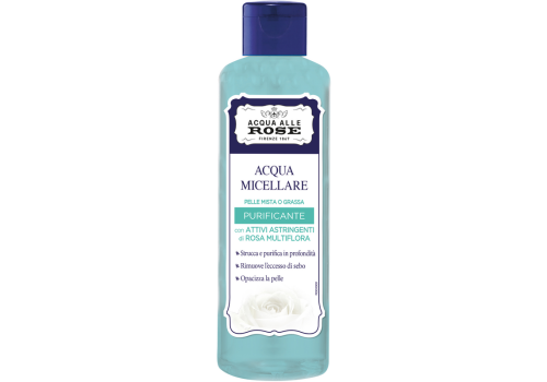 Acqua Alle Rose Acqua Micellare Purificante con Attivi Astringenti di Rosa Multiflora per Pelle Mista o Grassa 200ml
