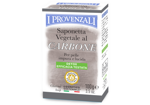 I Provenzali Saponetta Vegetale al Carbone Detox per Pelle Impura e Lucida 100 grammi