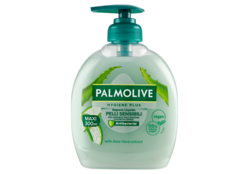 Palmolive Hygiene Plus Sapone Liquido Mani Antibatterico con Estratto di Aloe Vera per Pelli Sensibili 300ml