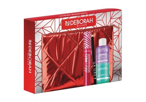 Deborah Milano Pochette 03 con Mascara Like A Pro + Matita Occhi 24 Ore n.251 + Dermolab Bifasico Struccante Waterproof 100ml