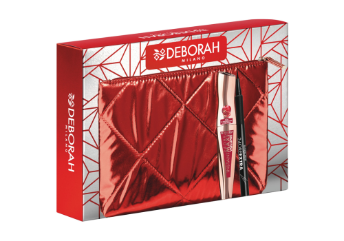 Deborah Milano Pochette 08 con Mascara 24 Ore Instant Maxi Volume Melograno + Eyeliner 24 Ore Extra