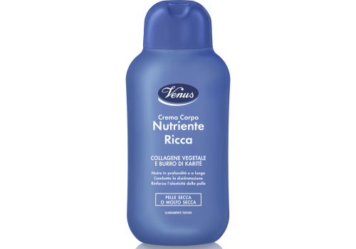 Venus Crema Corpo Nutriente Ricca al Collagene Vegetale E Burro Di Karitè per Pelle Secca o Molto Secca 250ml