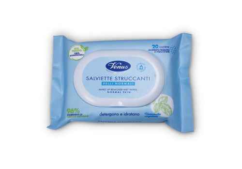 Venus Salviettine Struccanti Detergenti e Idratanti Pelli Normali 20 salviette