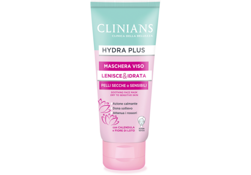 Clinians Hydra Plus Maschera Viso Lenisce&Idrata con Calendula e Fiore di Loto per Pelli Secche o Sensibili 75ml