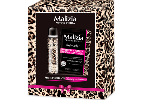 Malizia Cofanetto Animalier con Seduction Parfum 100ml + Maschera In Tessuto Idratante Anti-Age + Beauty in Velluto
