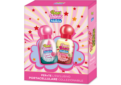 Malizia Bon Bons Cofanetto Sweetness con Sweet Candy EDT 50ml + Cherry Kiss EDT 50ml + Portacellulare Collezionabile