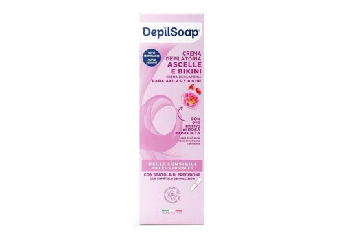DepilSoap Crema Depilatoria Ascelle e Bikini Pelli Sensibili 75ml + Spatola di Precisione