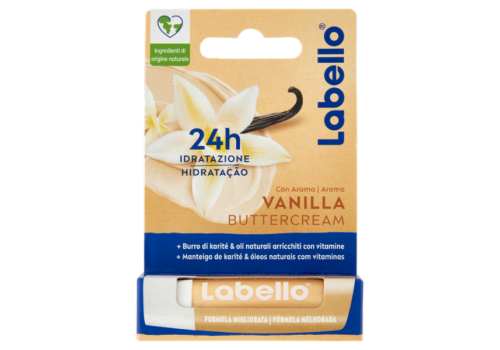 Labello Buttercream Burrocacao Aroma Vaniglia 24H Idratazione con Burro di Karitè e Oli Naturali Arricchiti con Vitamine 1 Stick