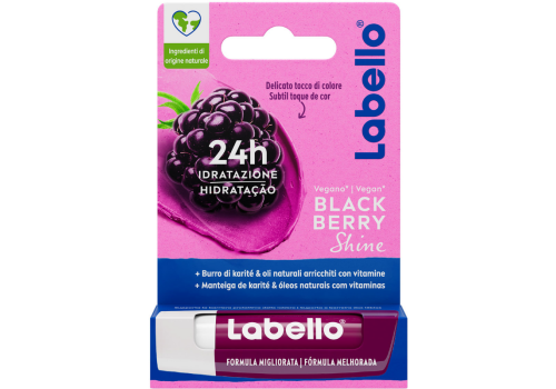 Labello Blackberry Shine Burrocacao 24H Idratazione con Burro di Karitè e Oli Naturali Arricchiti con Vitamine 1 Stick