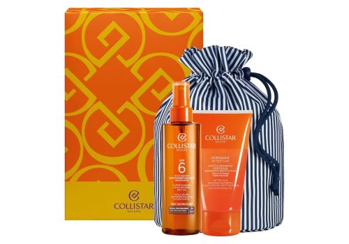 Collistar kit olio secco solare spf 6 per il corpo 200ml + doposole + pochette